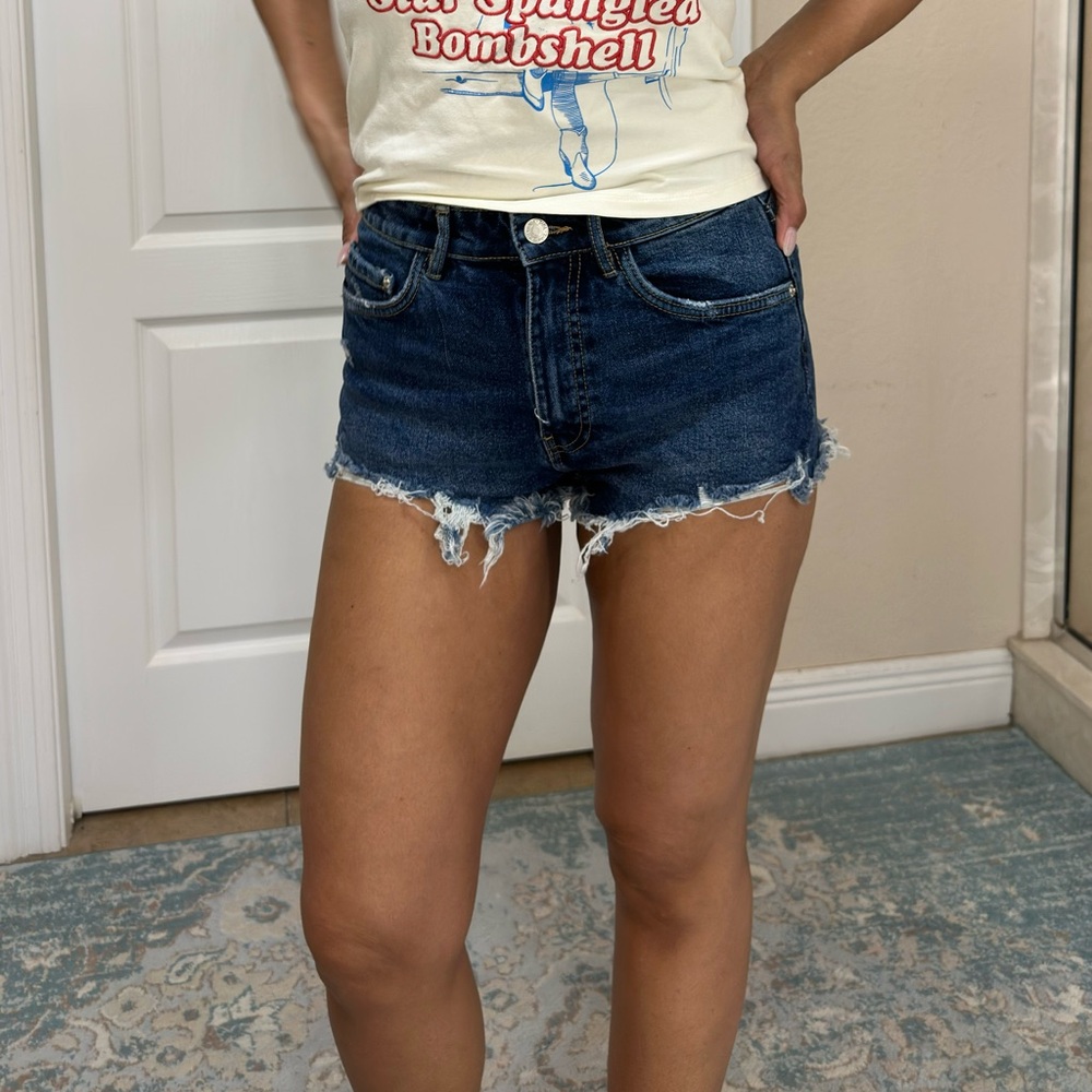 Zara Dark Blue Jean Shorts